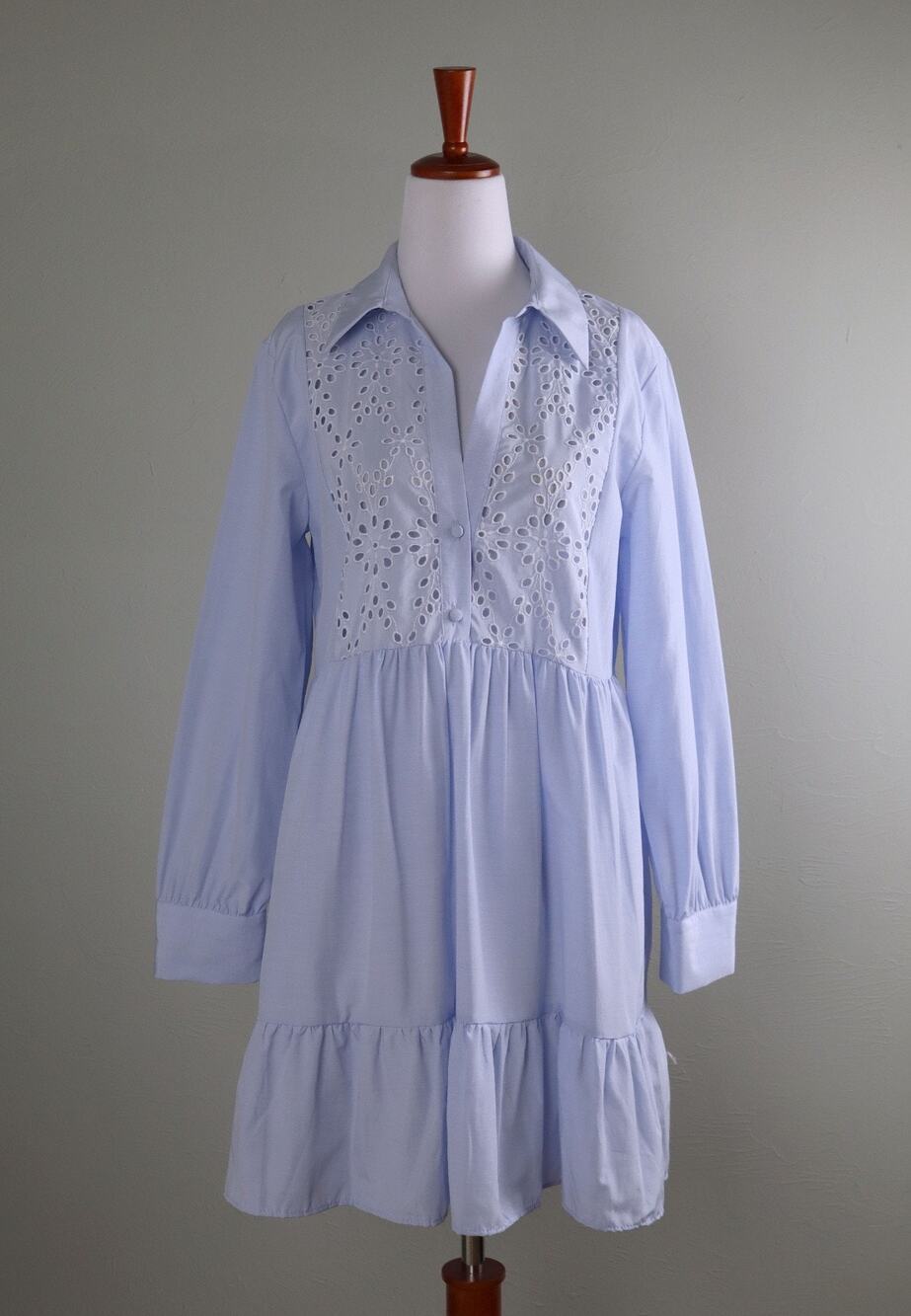 ZARA NWT Sheer Embroidered Eyelet Darling Tiered Shirt Dress Size Medium